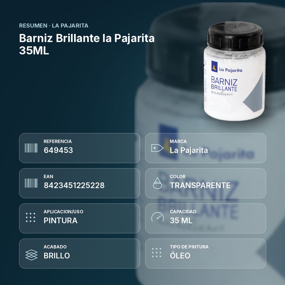 BARNIZ BRILLANTE LA PAJARITA 35ML  - resumen de atributos