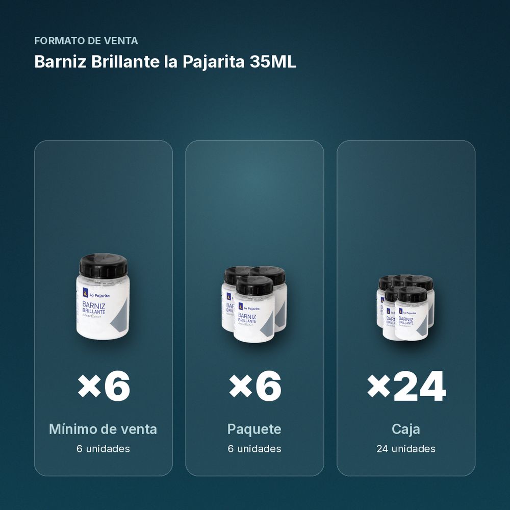 BARNIZ BRILLANTE LA PAJARITA 35ML  - formato de venta: paquete de 6, caja de 24