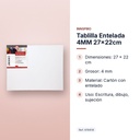 TABLILLA ENTELADA 4MM 27X22CM - características principales