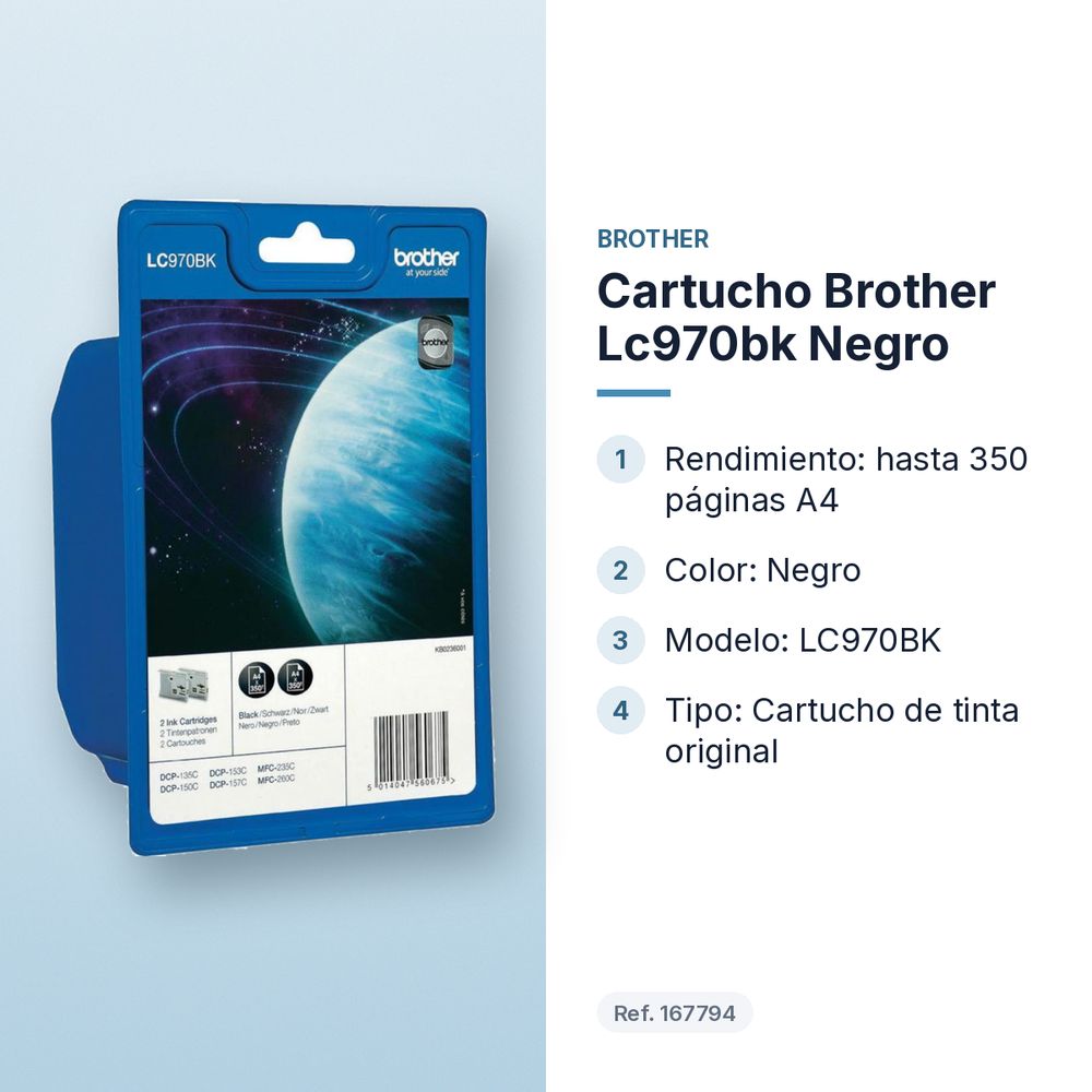 CARTUCHO BROTHER LC970BK NEGRO - características principales
