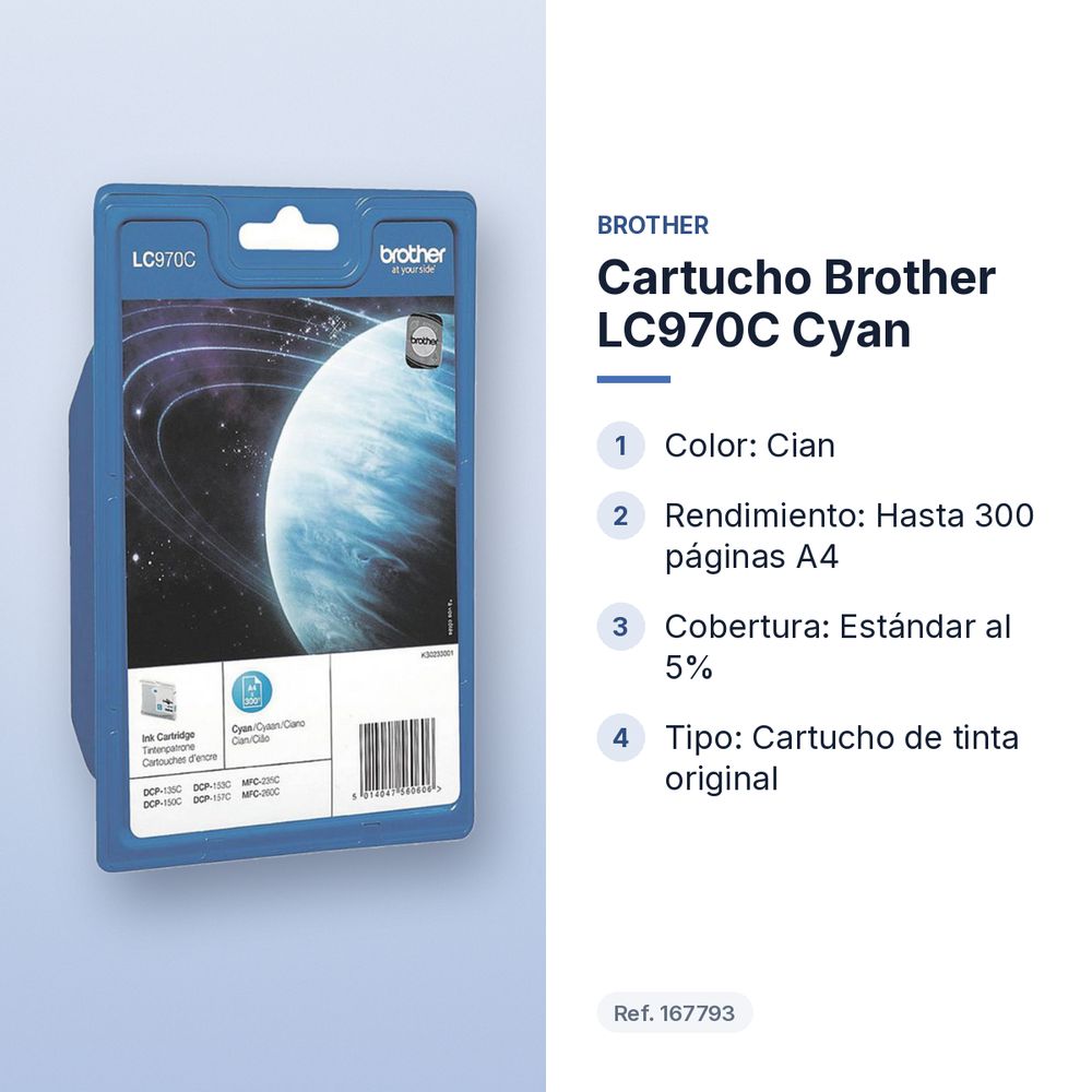 CARTUCHO BROTHER LC970C CYAN - características principales