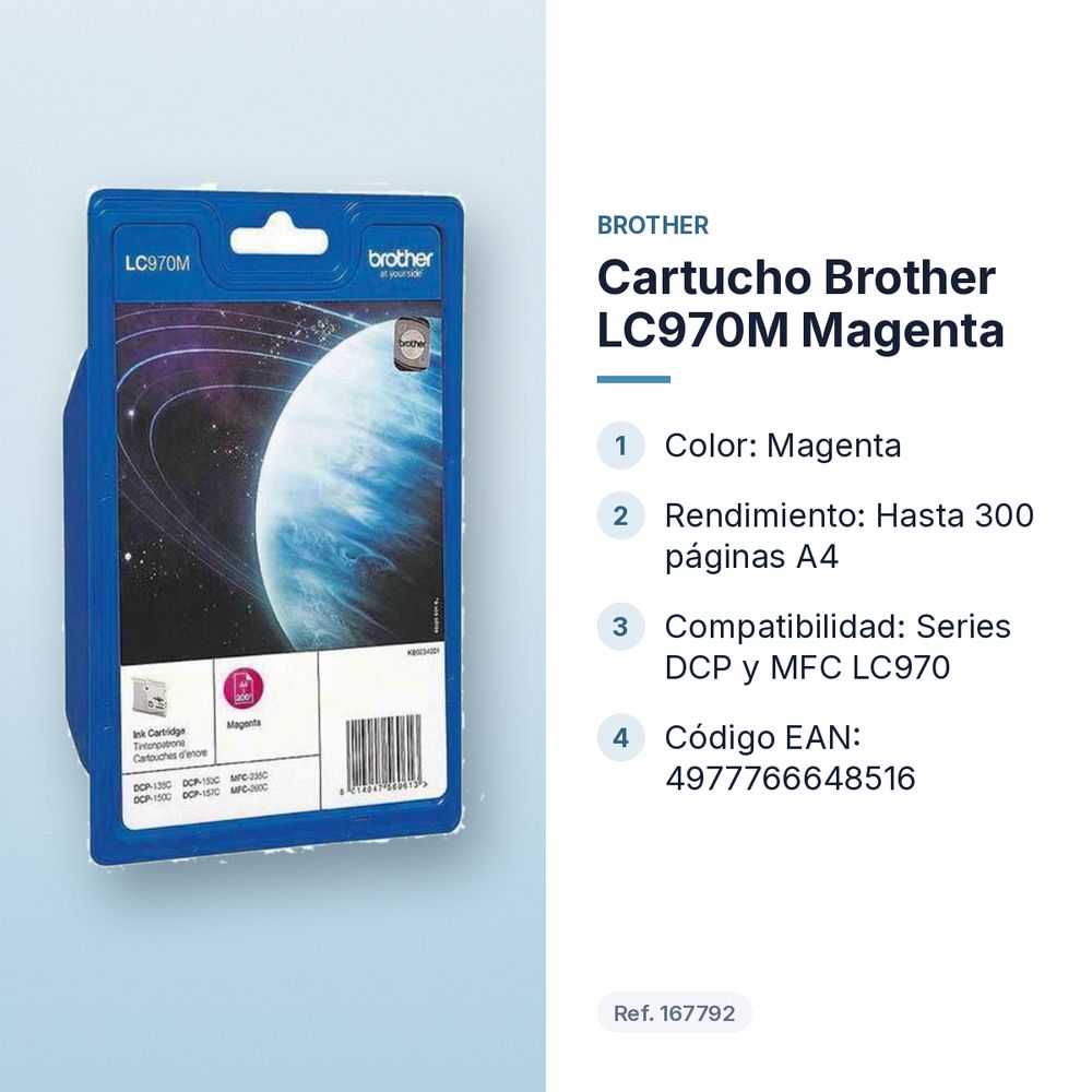 CARTUCHO BROTHER LC970M MAGENTA - características principales