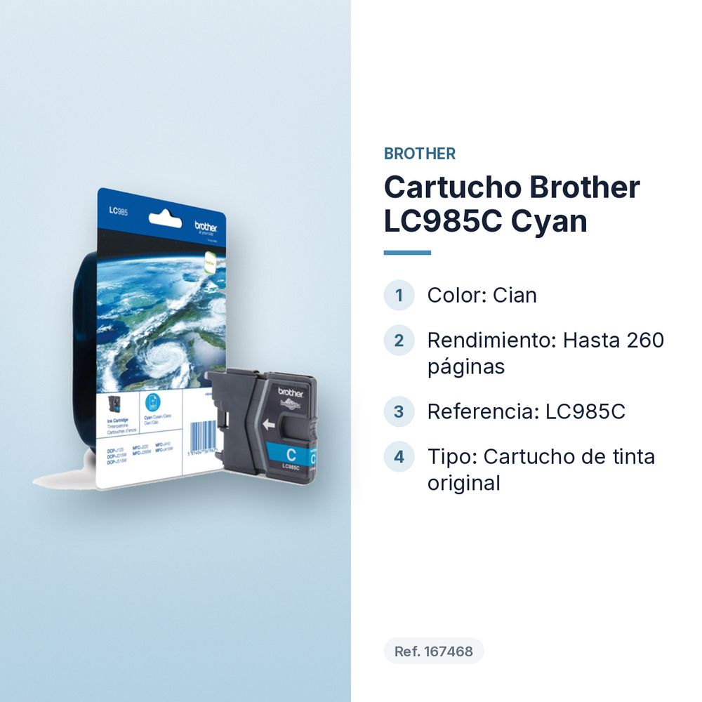 CARTUCHO BROTHER LC985C CYAN  - características principales
