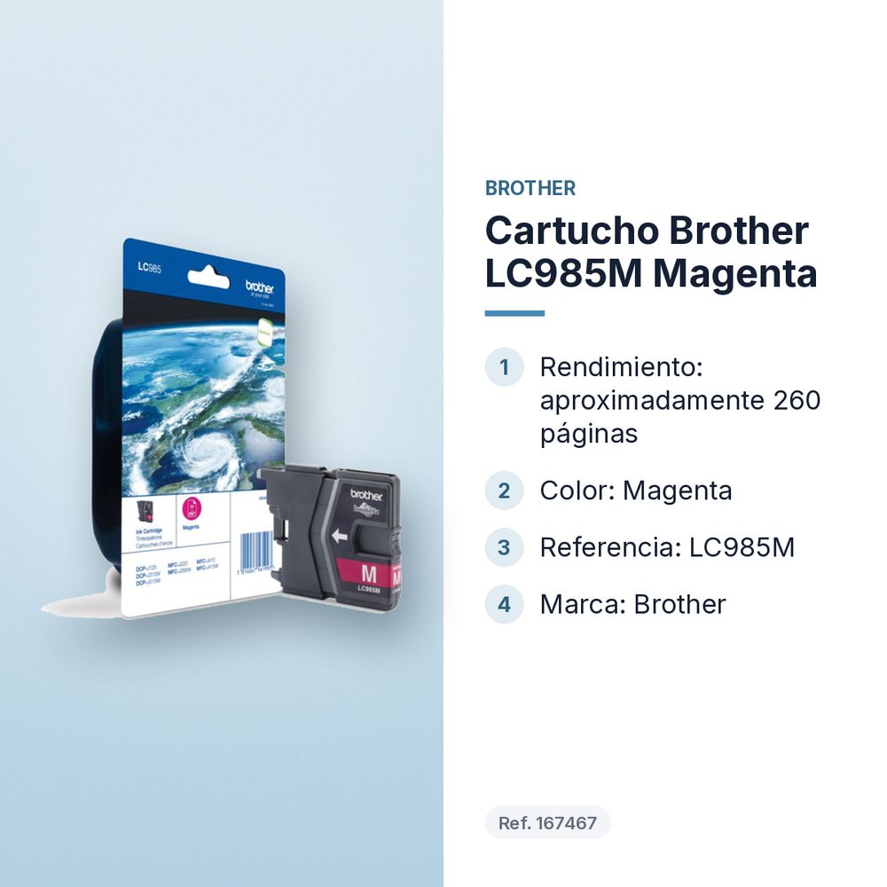 CARTUCHO BROTHER LC985M MAGENTA - características principales