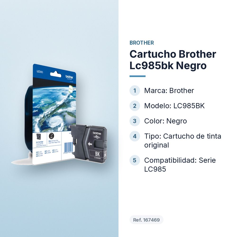 CARTUCHO BROTHER LC985BK NEGRO - características principales
