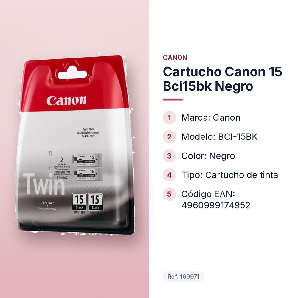 CARTUCHO CANON 15 BCI15BK NEGRO - características principales