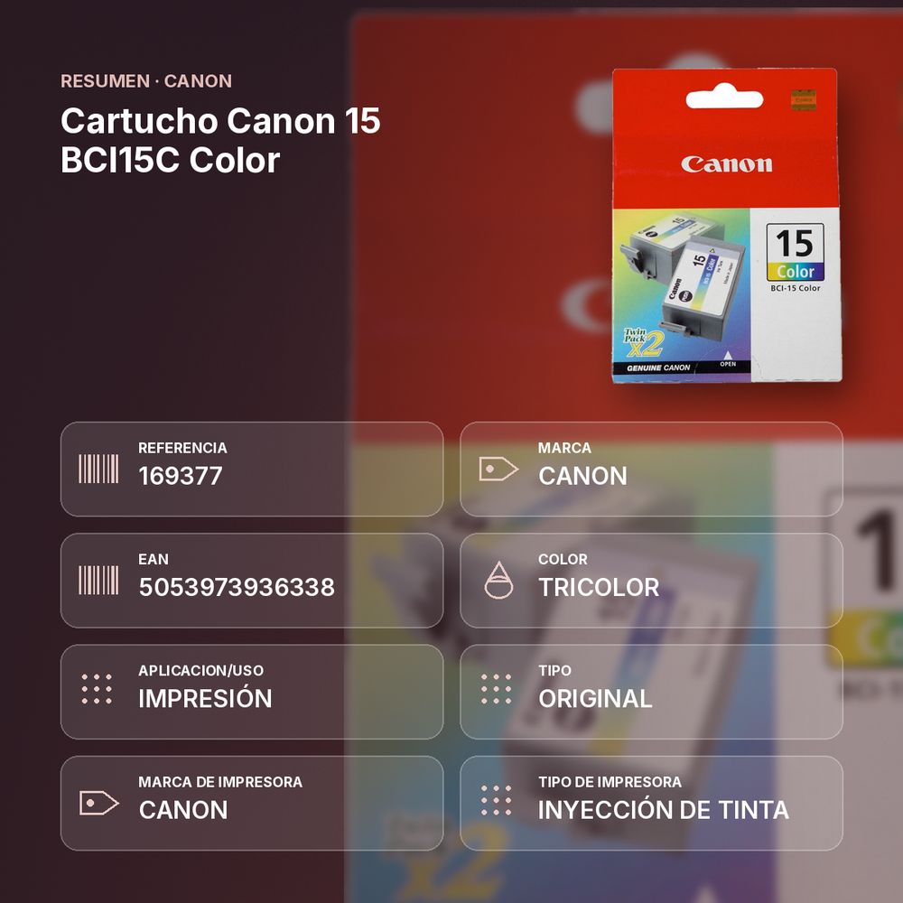 CARTUCHO CANON 15 BCI15C COLOR  - resumen de atributos