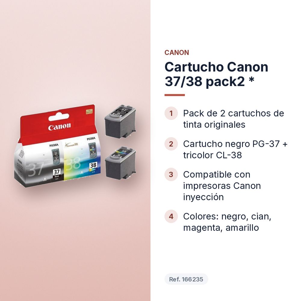 CARTUCHO CANON 37/38 PACK2 * - características principales