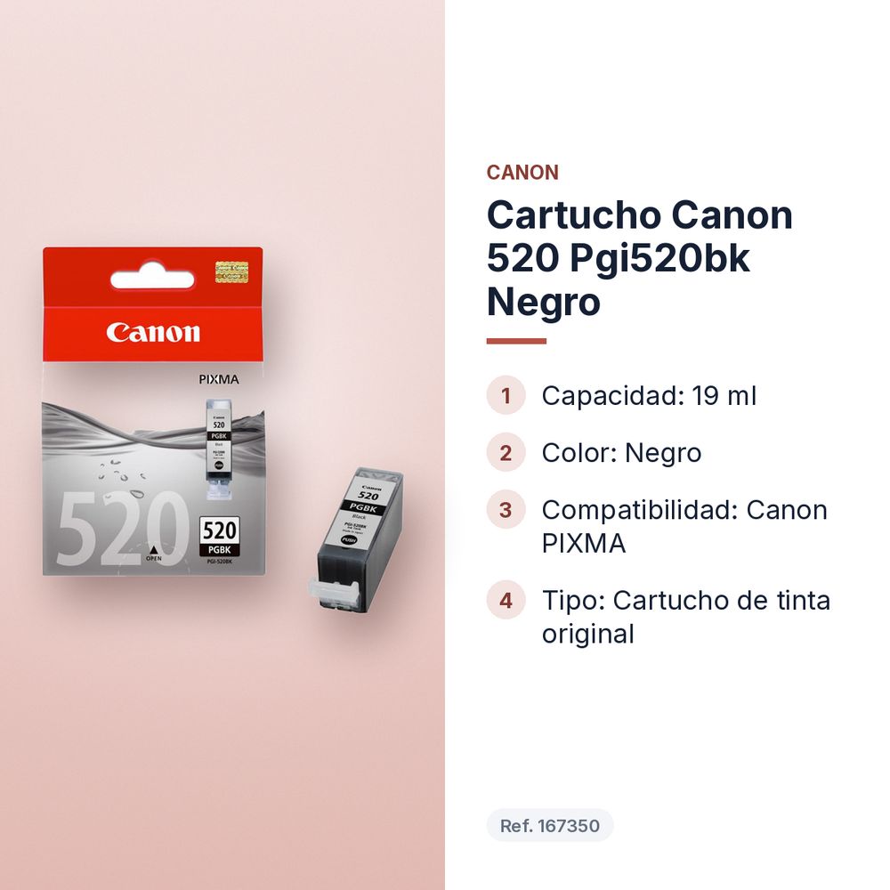 CARTUCHO CANON 520 PGI520BK NEGRO - características principales