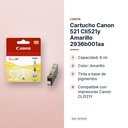 CARTUCHO CANON 521 CLI521Y AMARILLO 2936B001AA - características principales