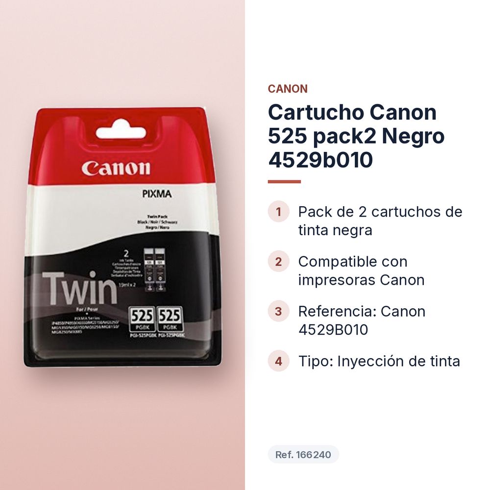 CARTUCHO CANON 525 PACK2 NEGRO 4529B010 - características principales