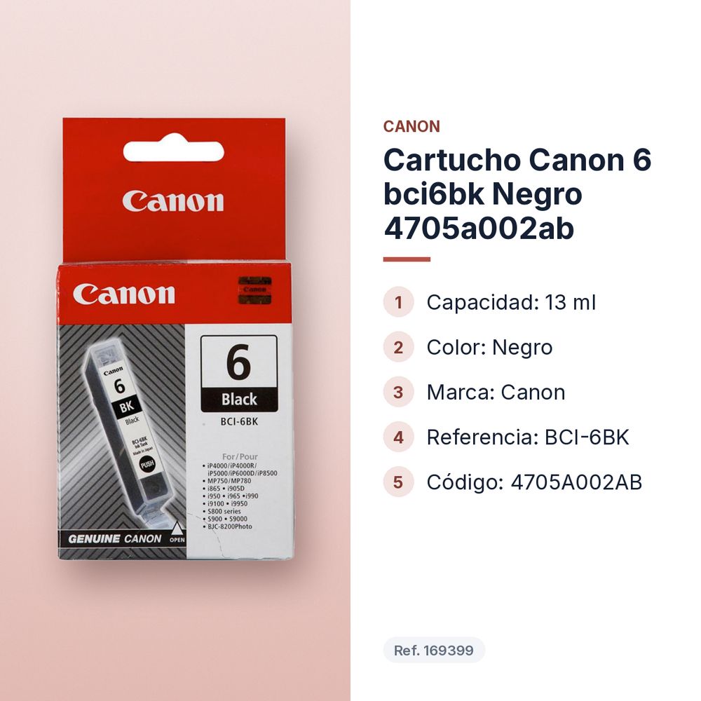 CARTUCHO CANON 6 BCI6BK NEGRO 4705A002AB - características principales