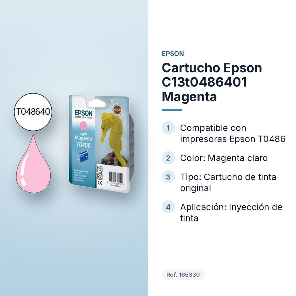 CARTUCHO EPSON C13T0486401 MAGENTA  - características principales