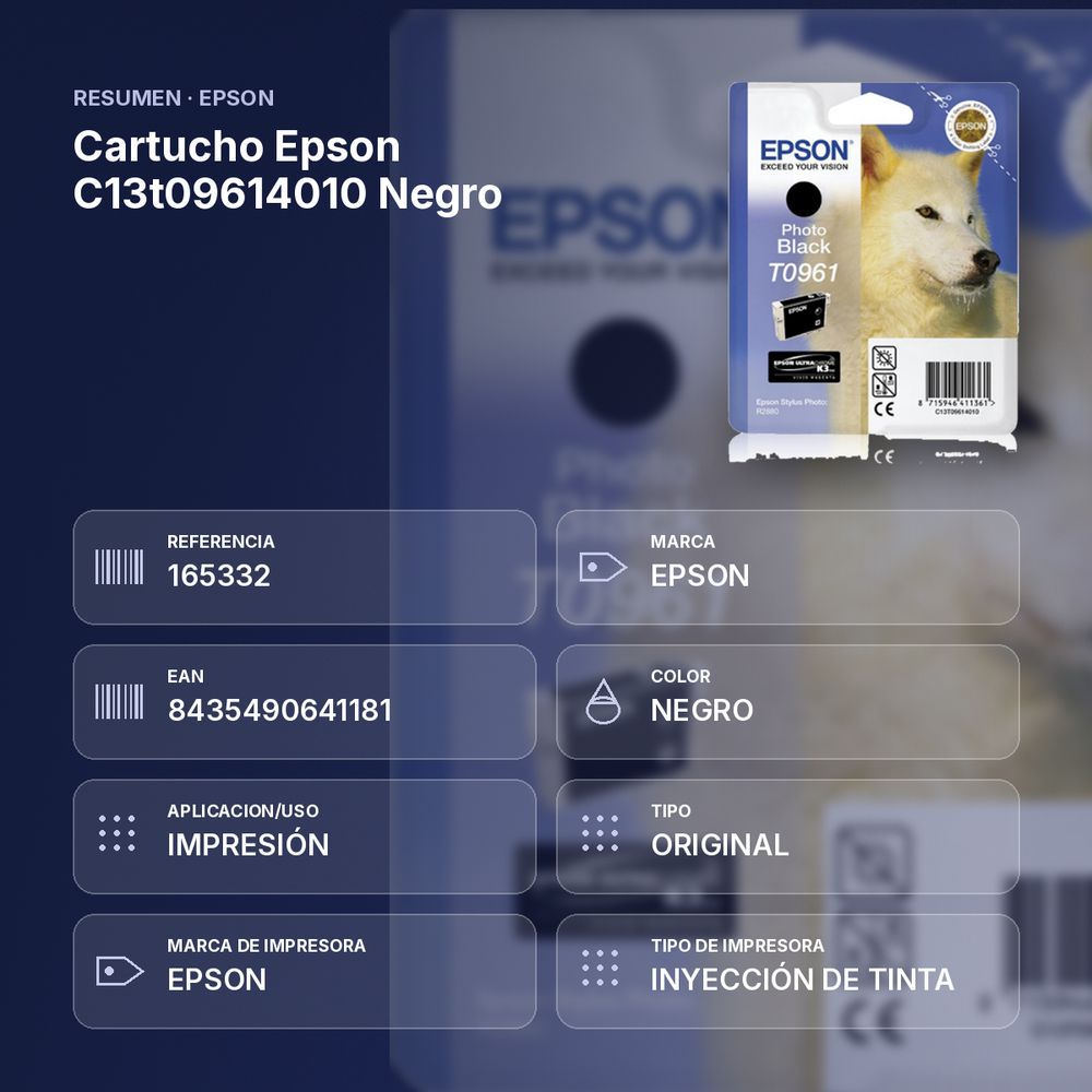 CARTUCHO EPSON C13T09614010 NEGRO - resumen de atributos