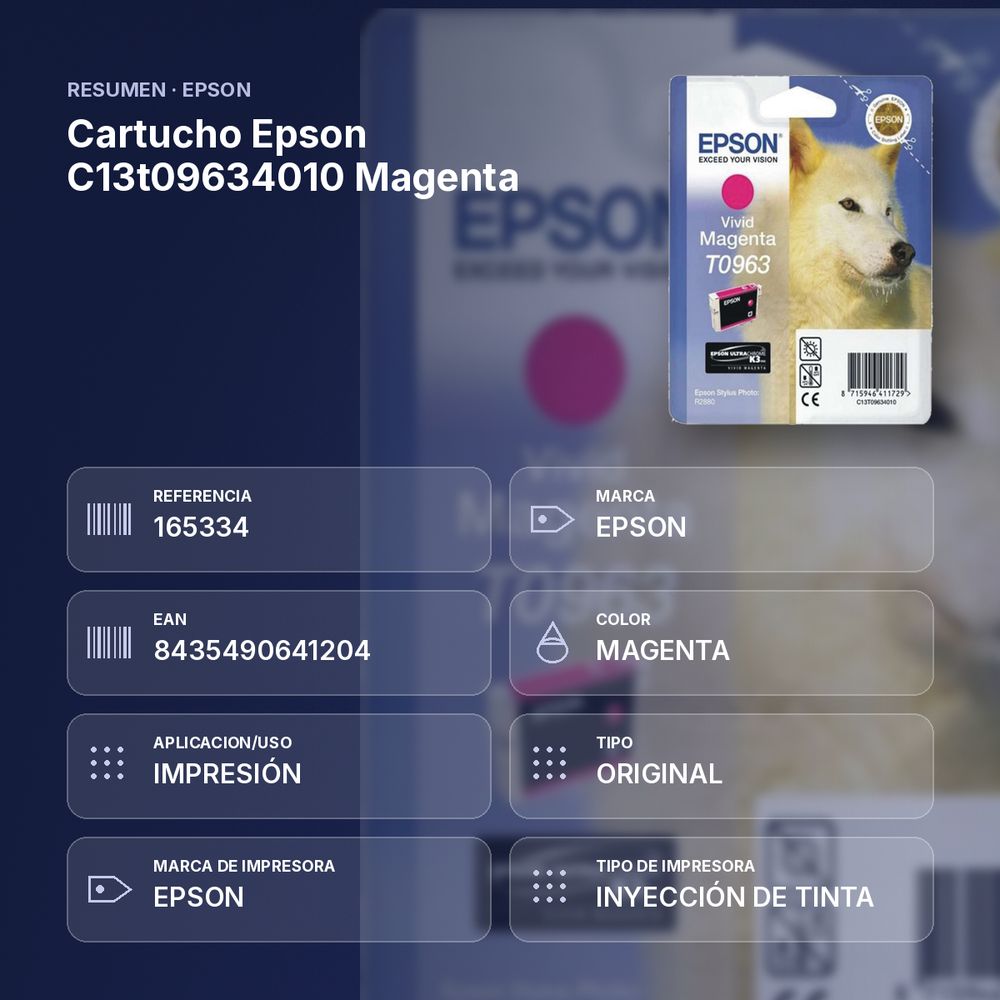 CARTUCHO EPSON C13T09634010 MAGENTA - resumen de atributos