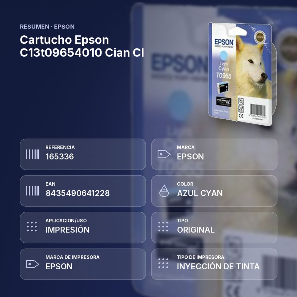 CARTUCHO EPSON C13T09654010 CIAN CL - resumen de atributos