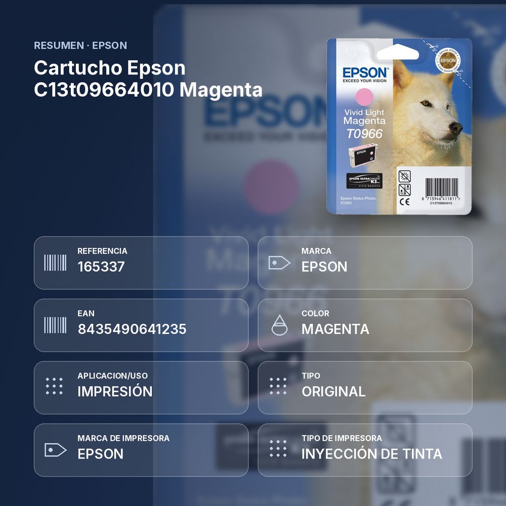 CARTUCHO EPSON C13T09664010 MAGENTA - resumen de atributos