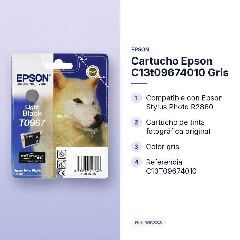 CARTUCHO EPSON C13T09674010 GRIS - características principales