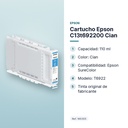 CARTUCHO EPSON C13T692200 CIAN - características principales