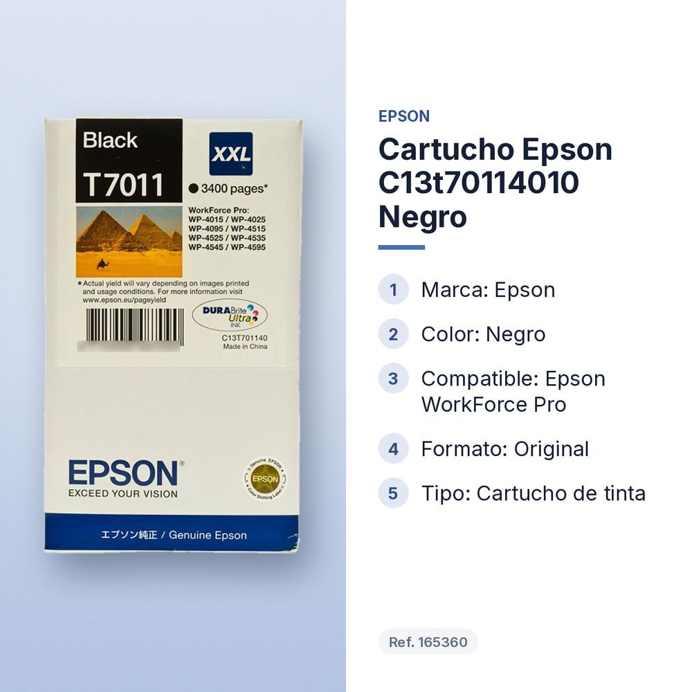 CARTUCHO EPSON C13T70114010 NEGRO - características principales