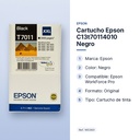 CARTUCHO EPSON C13T70114010 NEGRO - características principales