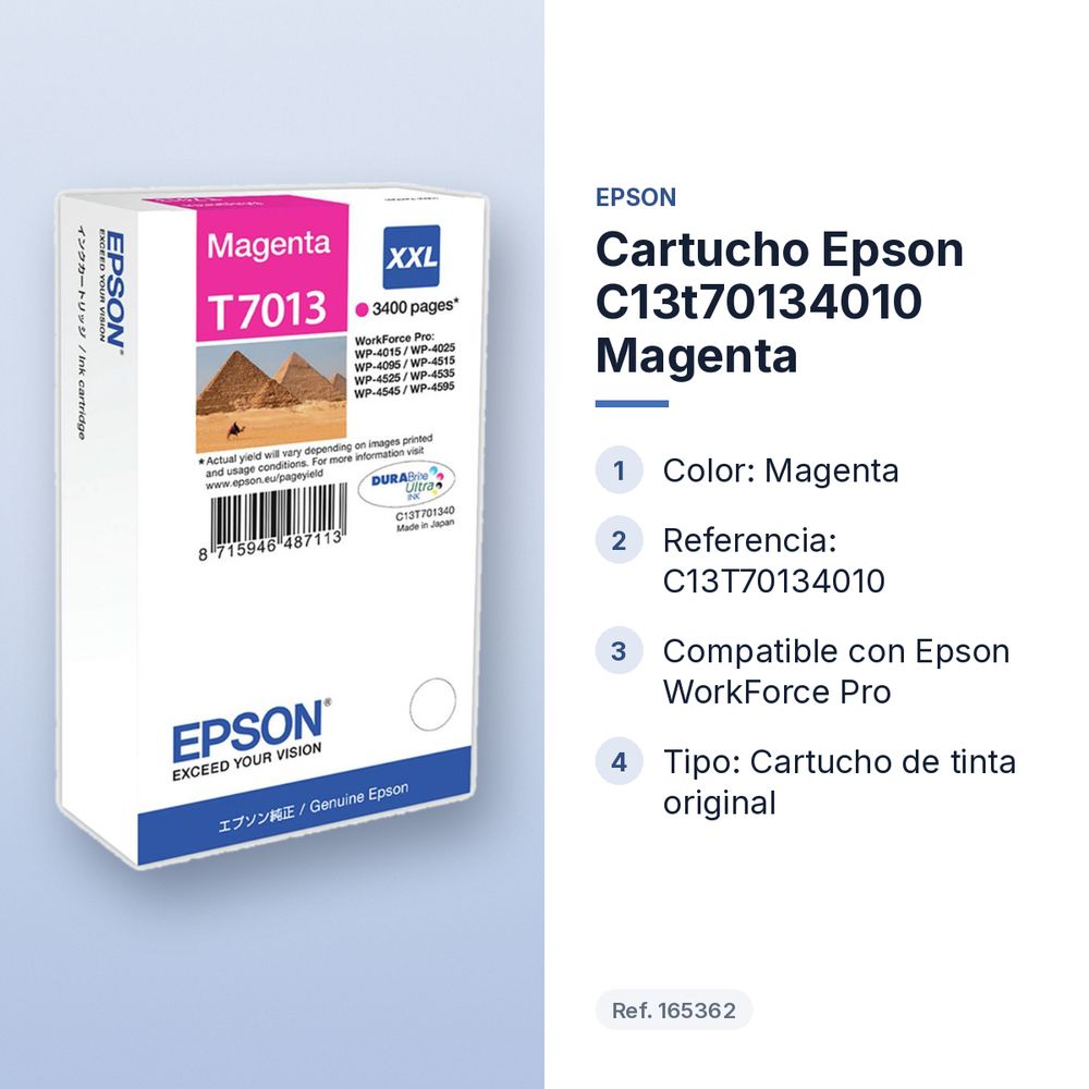 CARTUCHO EPSON C13T70134010 MAGENTA - características principales