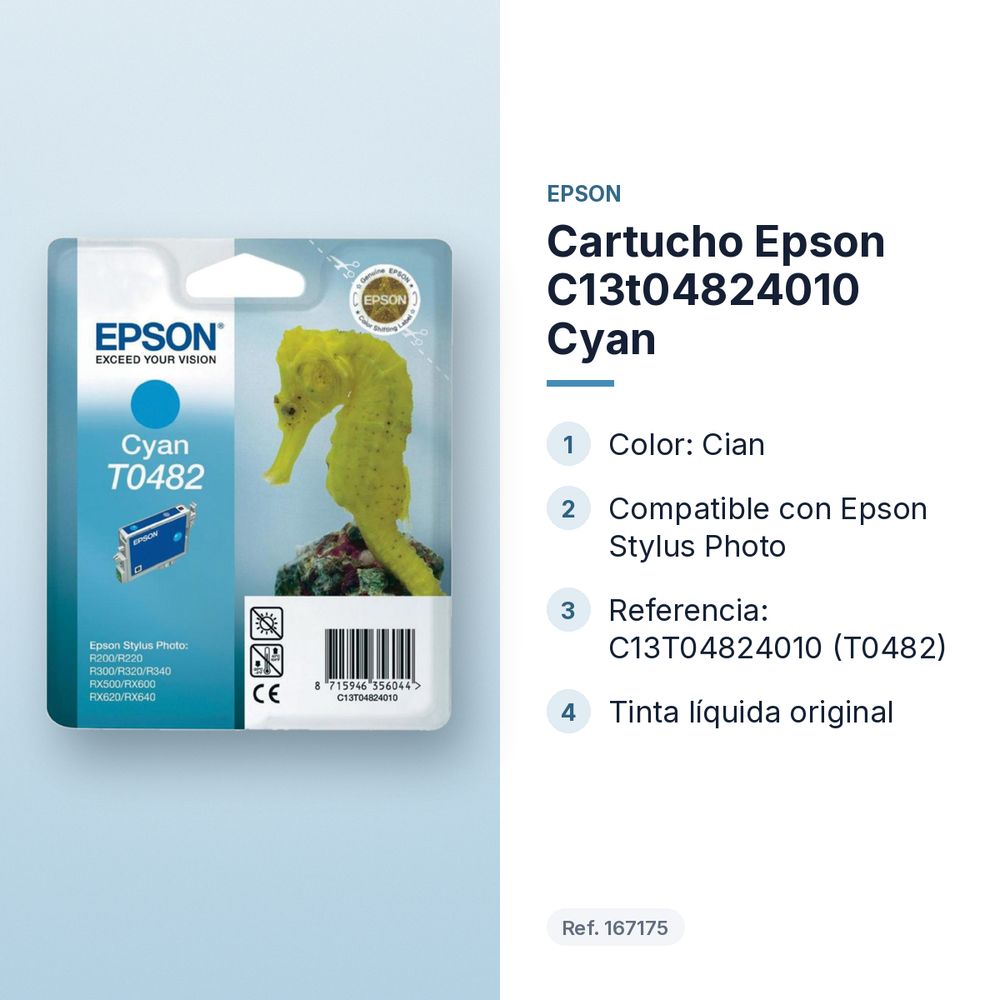 CARTUCHO EPSON C13T04824010 CYAN  - características principales