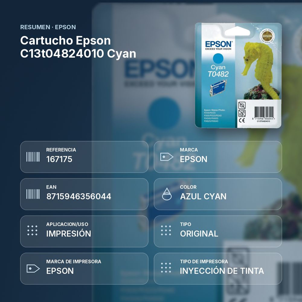 CARTUCHO EPSON C13T04824010 CYAN  - resumen de atributos