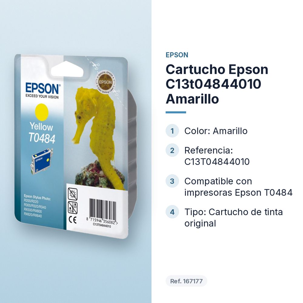 CARTUCHO EPSON C13T04844010 AMARILLO  - características principales