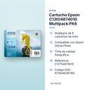 CARTUCHO EPSON C13T04874010 MULTIPACK PK6 - características principales