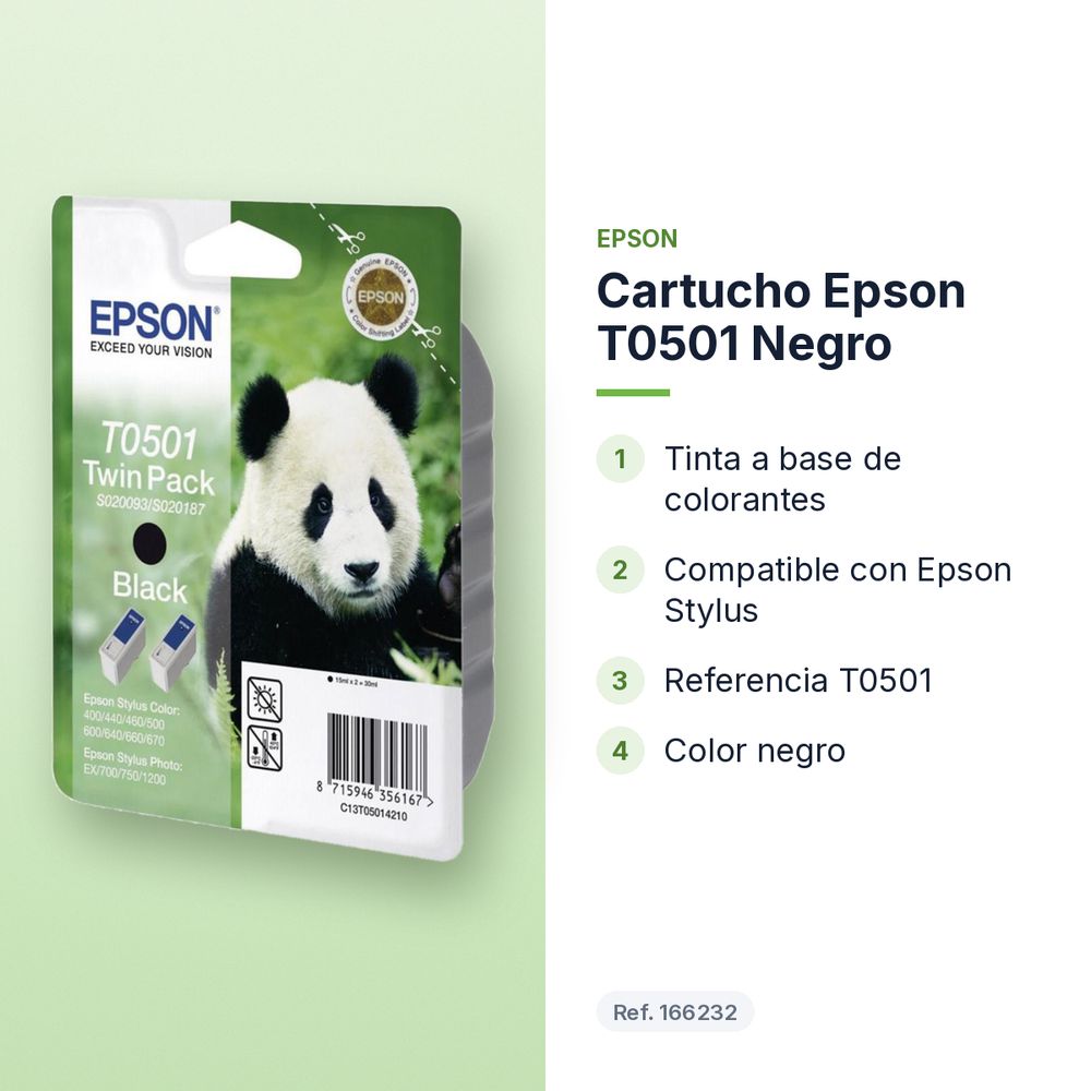 CARTUCHO EPSON T0501 NEGRO - características principales