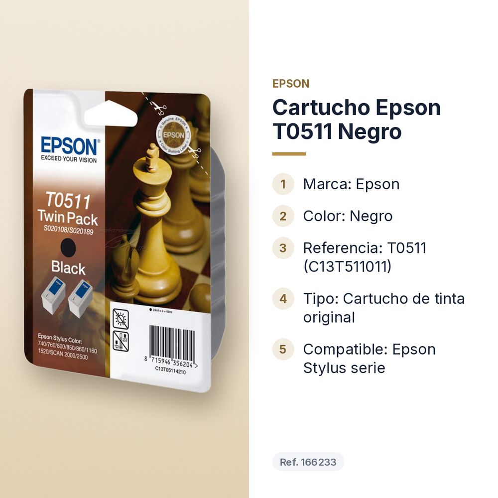 CARTUCHO EPSON T0511 NEGRO - características principales