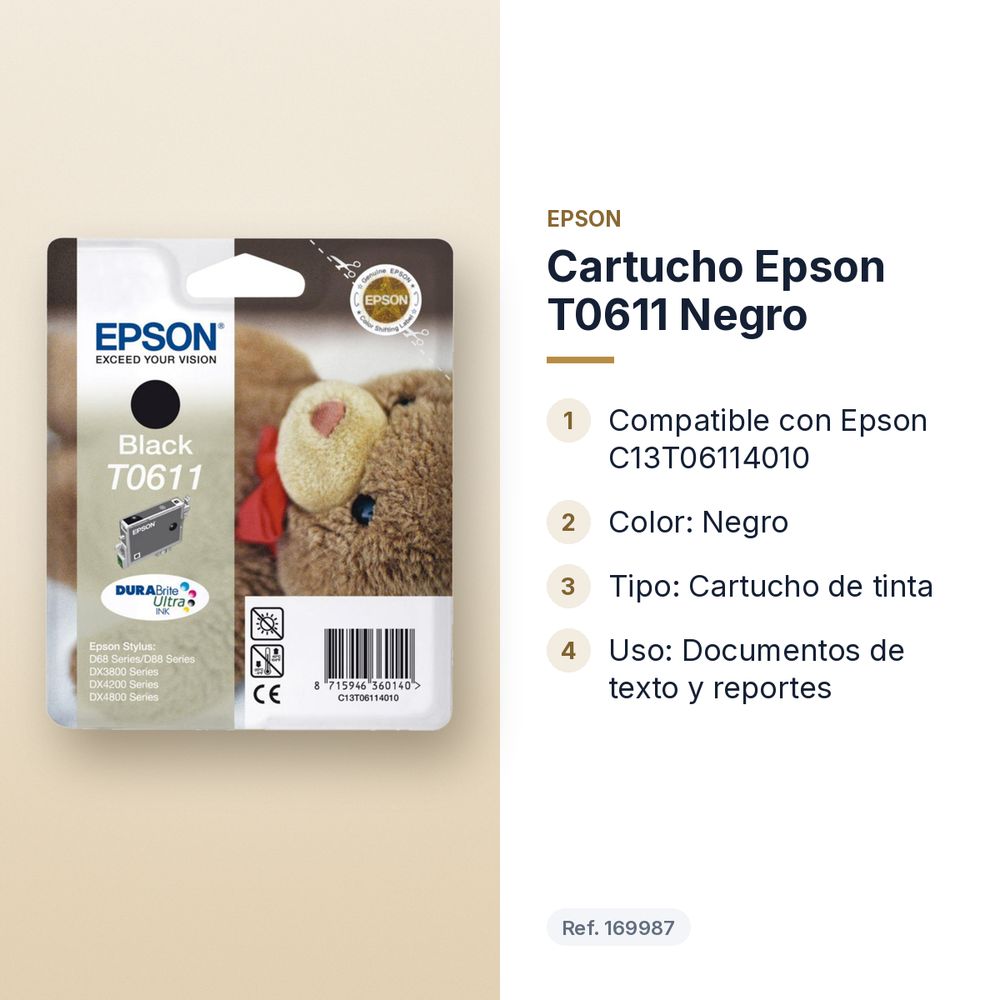 CARTUCHO EPSON T0611 NEGRO - características principales
