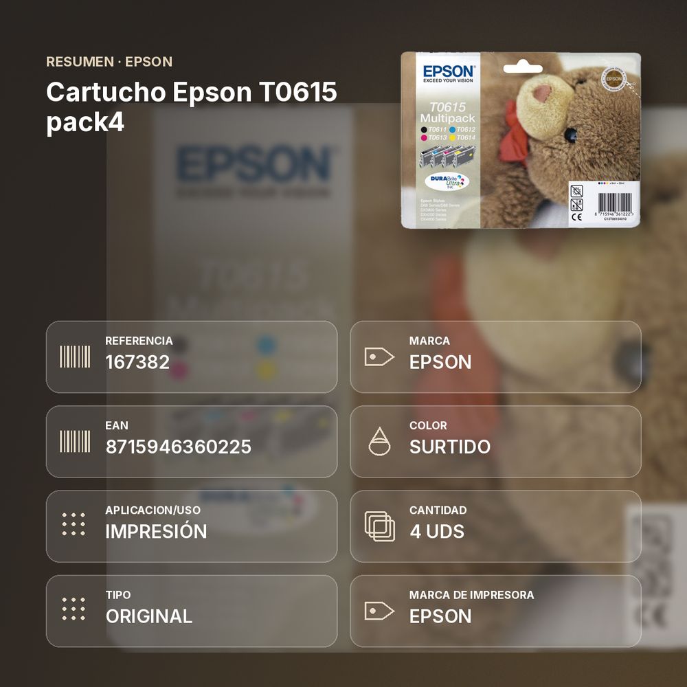CARTUCHO EPSON T0615 PACK4 - resumen de atributos