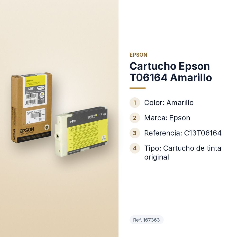 CARTUCHO EPSON T06164 AMARILLO - características principales