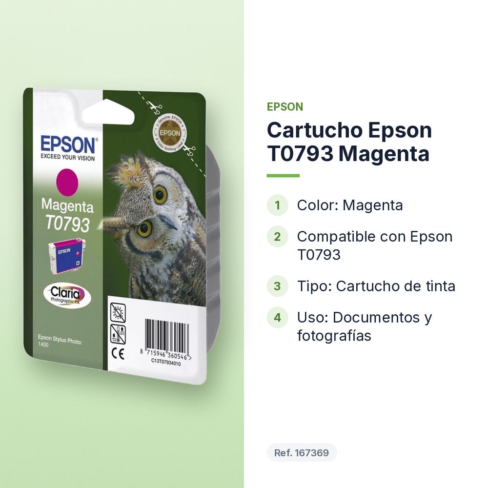 CARTUCHO EPSON T0793 MAGENTA - características principales