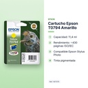 CARTUCHO EPSON T0794 AMARILLO - características principales