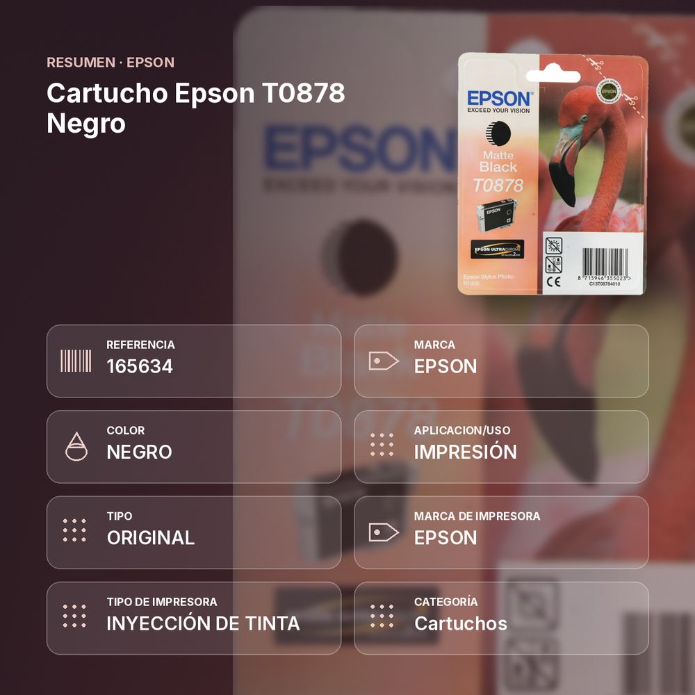 CARTUCHO EPSON T0878 NEGRO - resumen de atributos