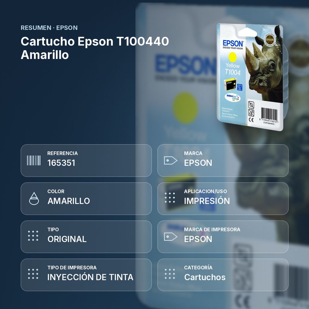 CARTUCHO EPSON T100440 AMARILLO - resumen de atributos