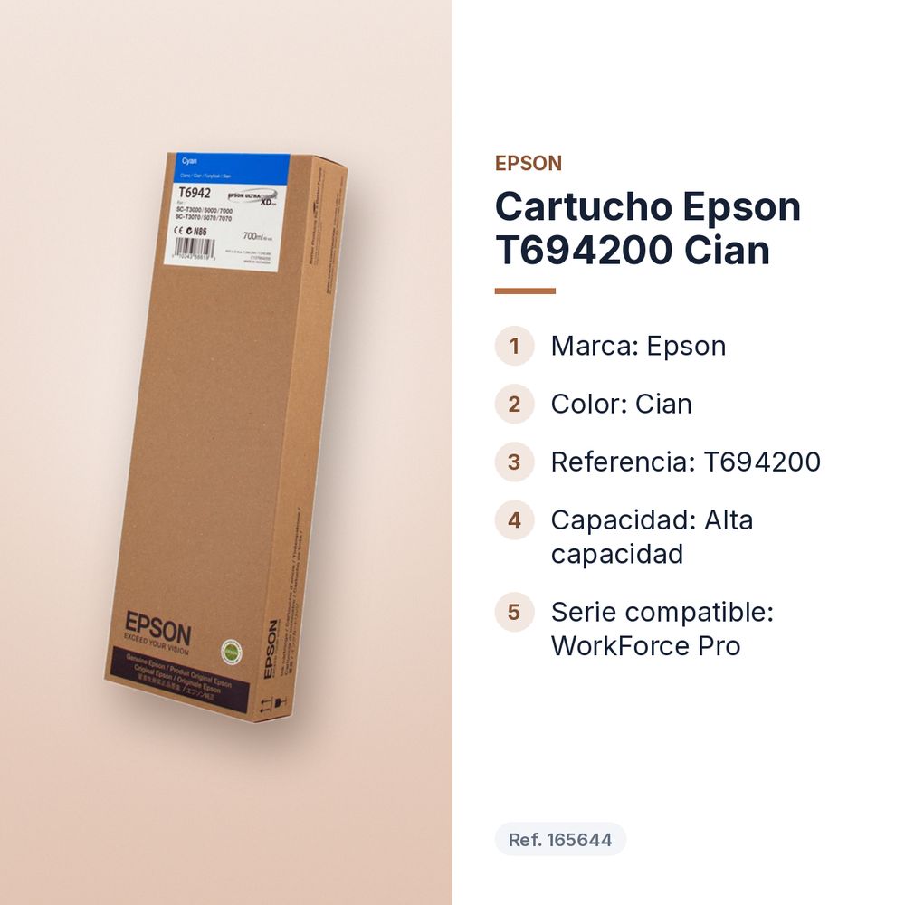 CARTUCHO EPSON T694200 CIAN - características principales