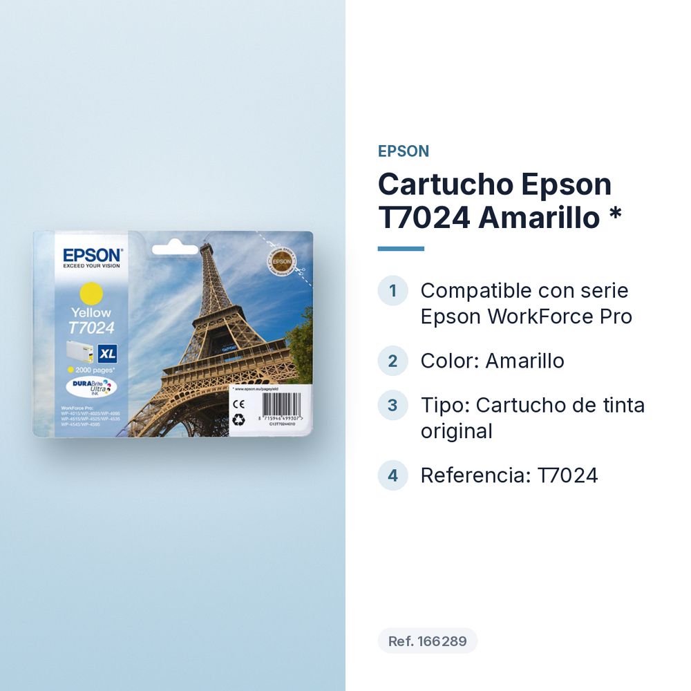CARTUCHO EPSON T7024 AMARILLO * - características principales