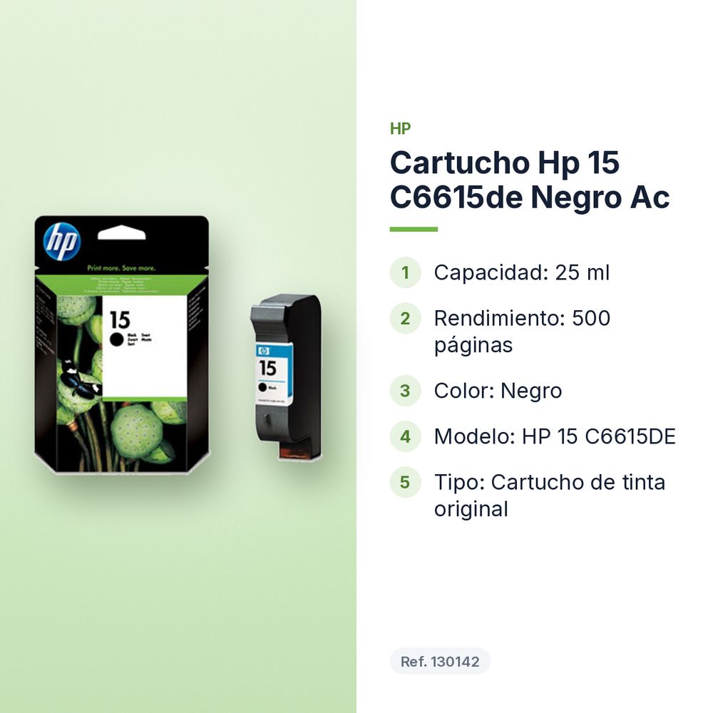 CARTUCHO HP 15 C6615DE NEGRO AC - características principales