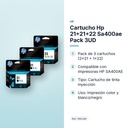 CARTUCHO HP 21+21+22 SA400AE PACK 3UD - características principales