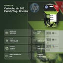 CARTUCHO HP 301 PACK3/2NG+1TRICOLOR - resumen de atributos