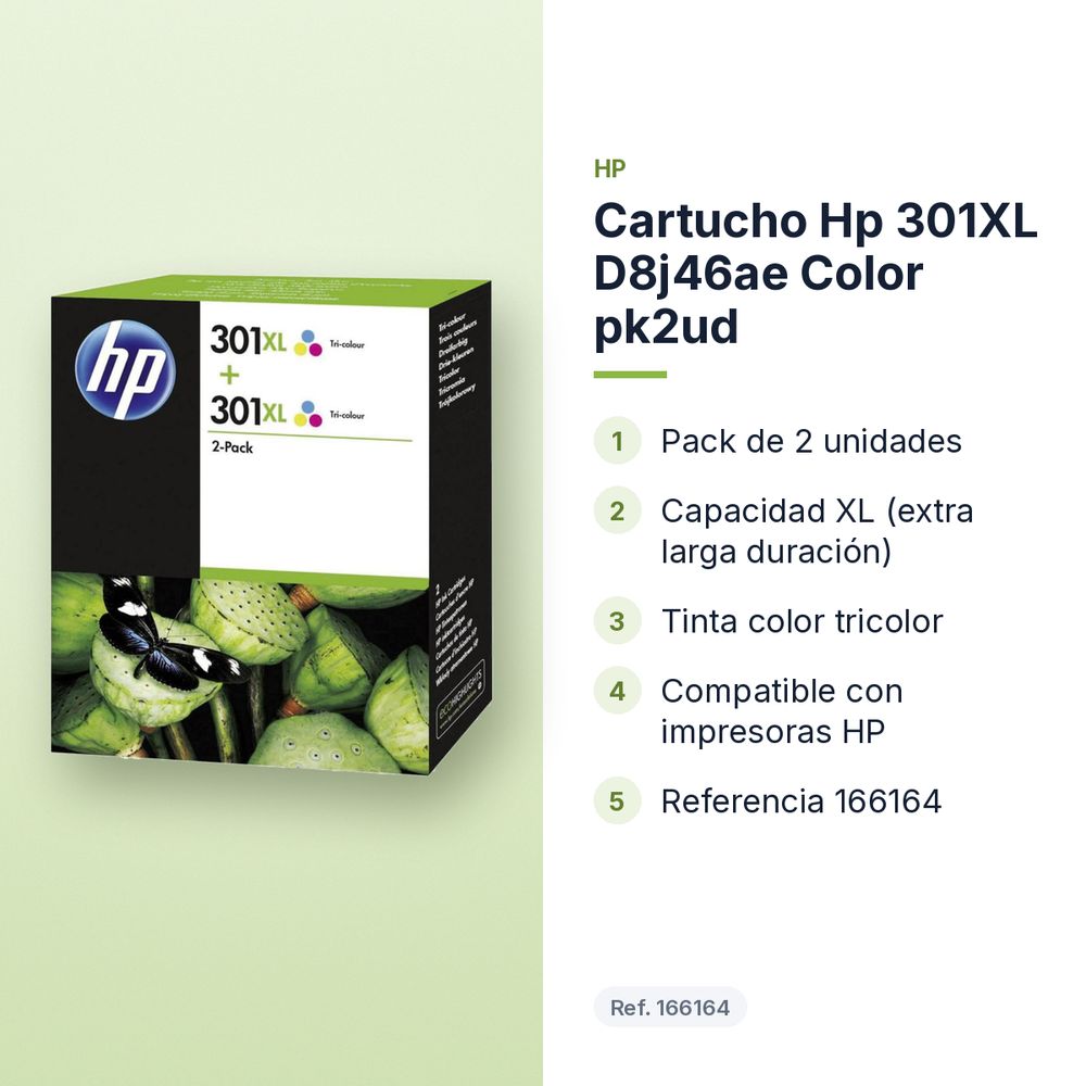 CARTUCHO HP 301XL D8J46AE COLOR PK2UD - características principales