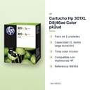 CARTUCHO HP 301XL D8J46AE COLOR PK2UD - características principales