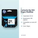 CARTUCHO HP 302 NEGRO F6U66AE - características principales