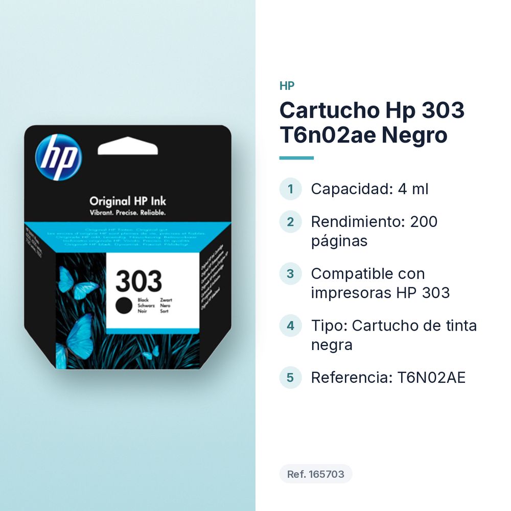 CARTUCHO HP 303 T6N02AE NEGRO - características principales
