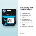 CARTUCHO HP 303 T6N02AE NEGRO - características principales