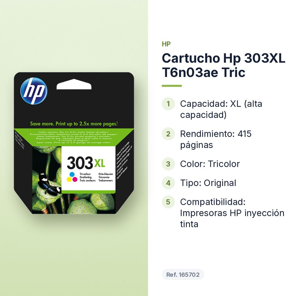 CARTUCHO HP 303XL T6N03AE TRIC - características principales